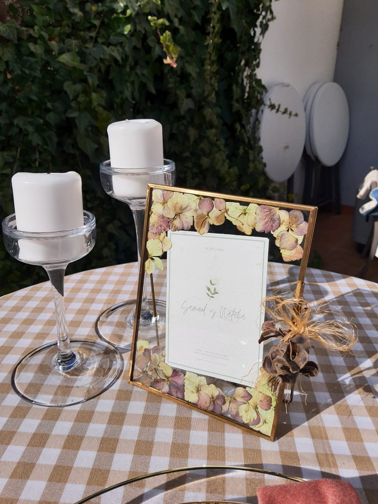 MARCO DOBLE CRISTAL FLORES PRENSADAS