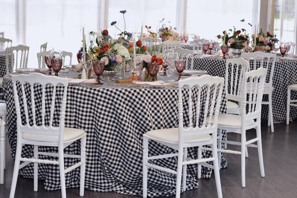 MANTEL VICHY BLANCO Y NEGRO